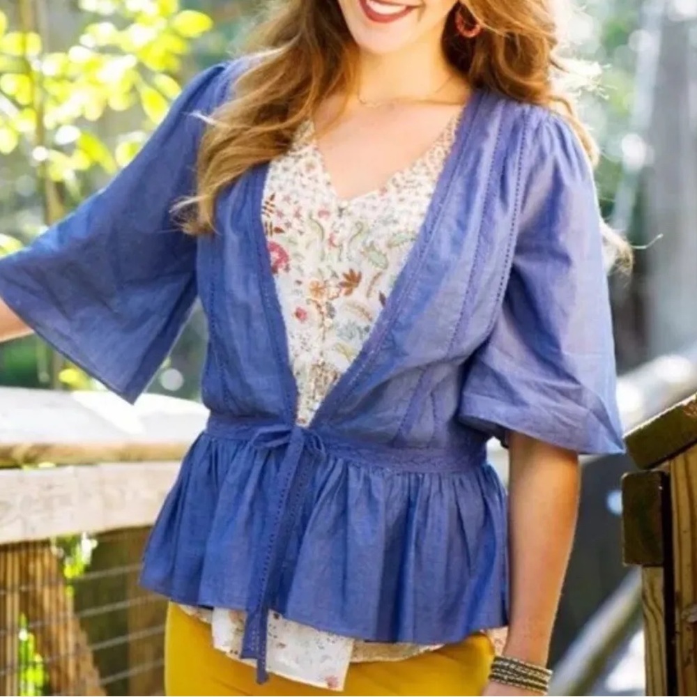 Chambray cardigan, tie front